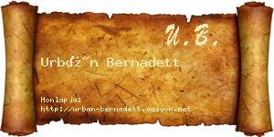 Urbán Bernadett névjegykártya